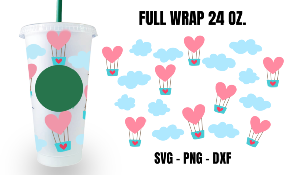 Balloon Love Starbucks Cup Wrap SVG: Graphics for Crafts