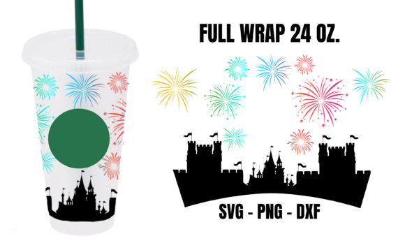 Castle Fireworks Starbucks Cup Wrap SVG