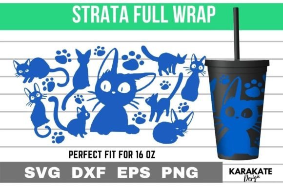 Cats, 16 Oz Strata Cup Wrap SVG: Graphics for Crafts