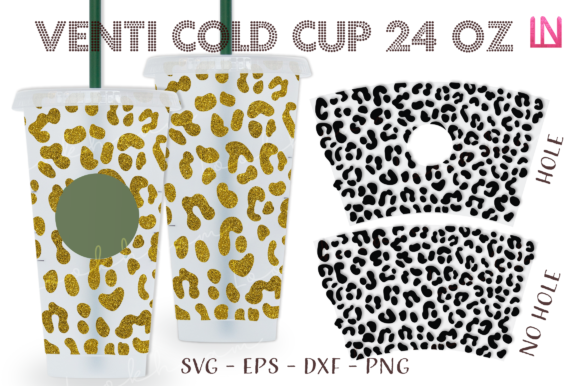 Cheetah Leopard 24 Oz Venti Cup Wrap SVG for Graphics & Crafts
