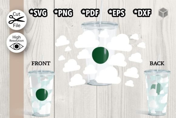 Clouds Cup Wrap SVG Graphic Template Review