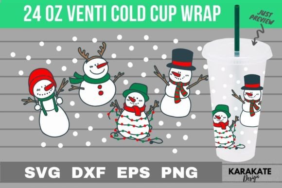 Cute Snow Man Cup Wrap SVG for Crafts and Graphics