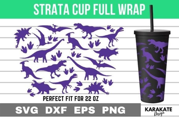Dinosaur, 22 Oz Strata Cup Wrap SVG: Graphics for Crafts