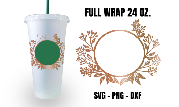 Flower Wreath Starbucks Cup Wrap SVG: Graphics for Crafts