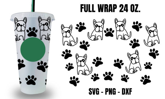 Frenchies Starbucks Cup Wrap SVG for Crafts & Graphics