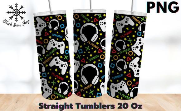 Gamer Headphone Tumbler Wrap SVG: Graphics & Illustrations