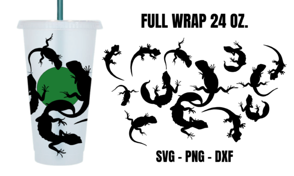 Gecko Starbucks Cup Wrap SVG: Graphics for Crafts Projects