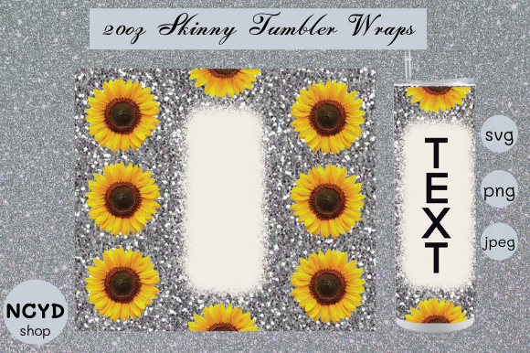 Glitter Sunflower Tumbler Wrap SVG: Graphics for Crafts