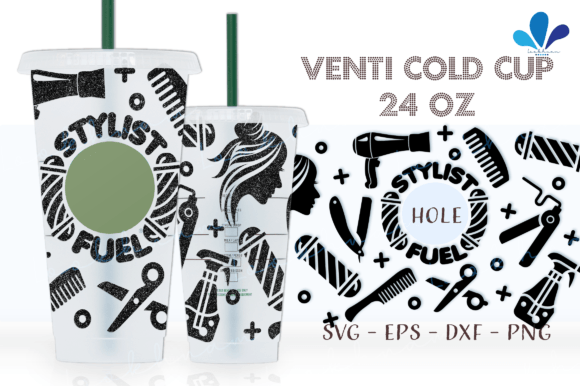 Hairstylist Fuel Venti Cold Cup Wrap SVG for Graphic Crafts