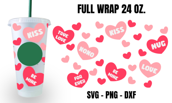 Hearts Saying Starbucks Cup Wrap SVG: Graphics & Crafts Asset Review