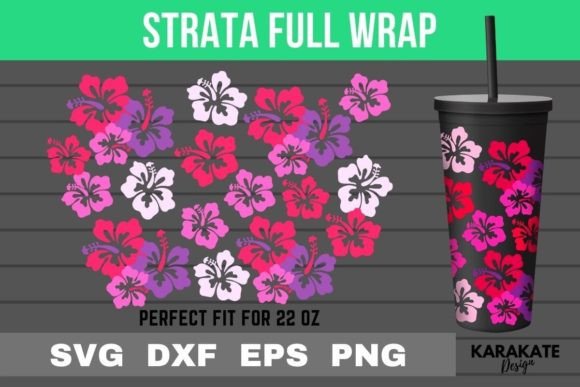 Hibiscus 22 Oz Strata Cup Wrap SVG for Crafts & Graphics