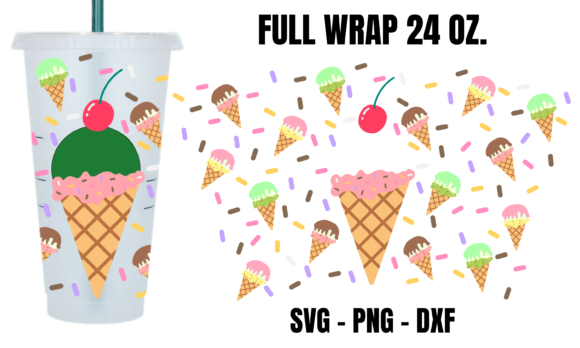 Ice Cream Starbucks Cup Wrap SVG: Graphics for Crafts