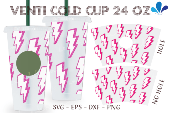 Lightning Bolts Venti Cup Wrap SVG: Bold Graphics & Crafts