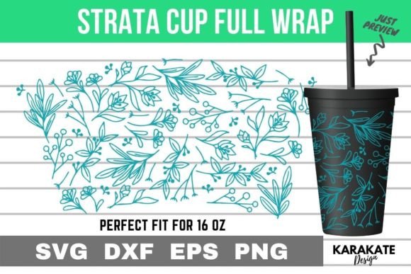 Line Flower 16 Oz Cup Wrap for Crafts Graphics