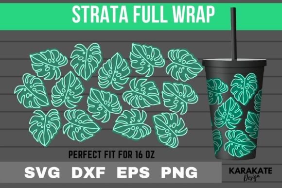 Monstera Cup Wrap SVG: Graphics for Crafts & Branding