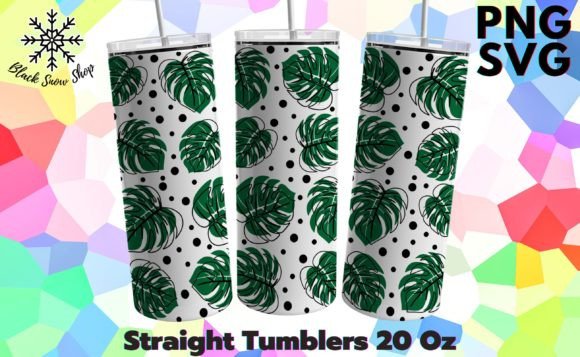 Monstera Tumbler Wrap Svg: Graphics & Illustrations