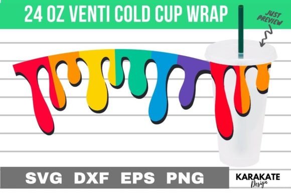 Pride Color Venti Cup Wrap SVG for Graphics & Crafts