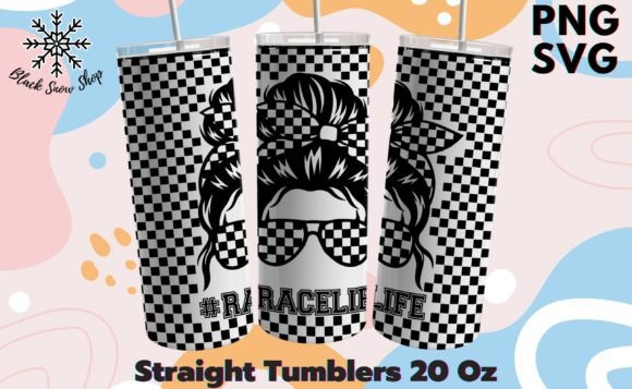 Race Life Messy Bun Tumbler Wrap SVG: Graphics & Illustrations