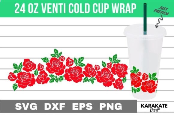 Rose with Leaf SVG: Crafts & Graphics for Venti Cups