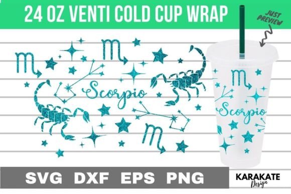 Scorpio Zodiac Venti Cup Wrap SVG: Crafts & Graphics