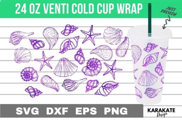 Sea Shell, 24 Oz Venti Cup Wrap SVG Graphics & Crafts