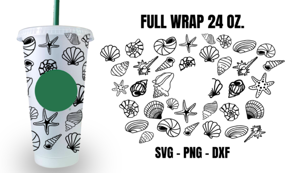 Seashell Starbucks Cup Wrap SVG: Graphics for Crafts & Branding