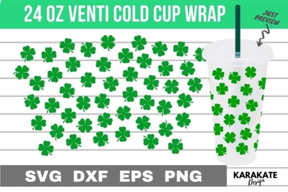 Small Shamrock, 24 Oz Venti Cup Wrap SVG Graphics & Crafts