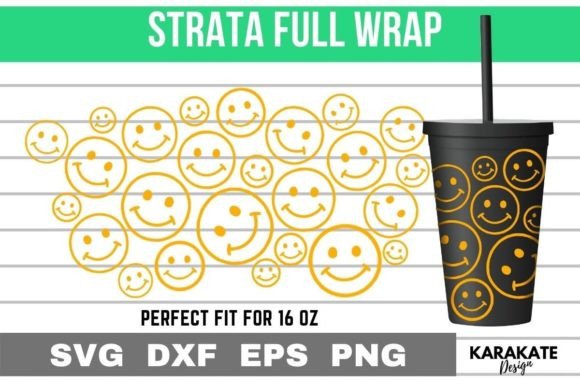 Smiley Face, 16 Oz Strata Cup Wrap SVG Graphics for Crafts
