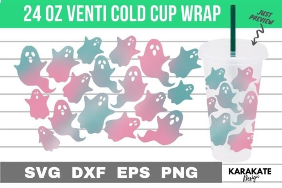 Smiley Ghosts Venti Cup Wrap SVG: Graphics for Crafts