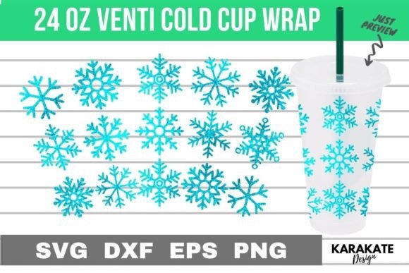Snowflakes Venti Cup Wrap SVG for Crafts & Graphics