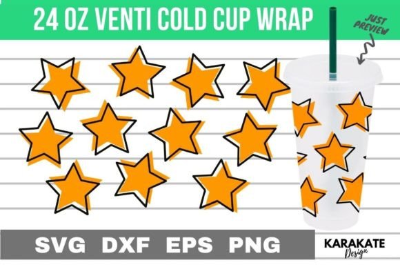 Star Line, 24 Oz Venti Cup Wrap SVG: Graphics & Crafts