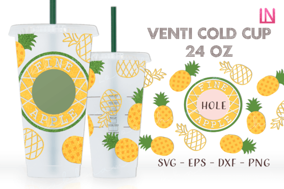 Summer Pineapple Venti Cold Cup Wrap SVG: Graphics & Crafts