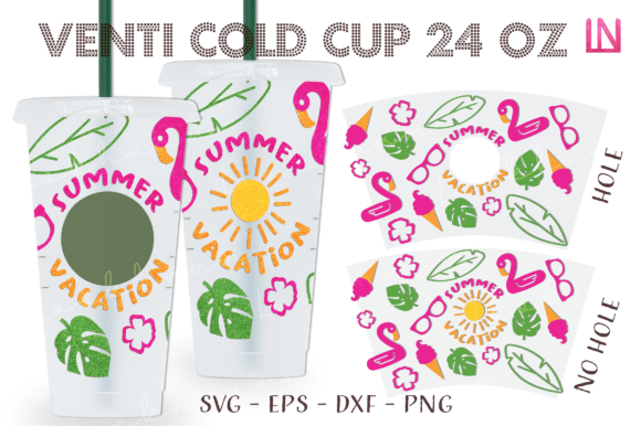 Summer Vacation Venti 24 Oz Cup Wrap SVG: Graphics for Crafts & Content