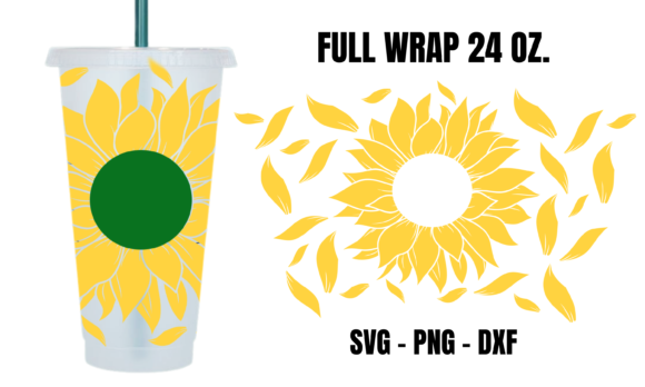 Sunflower Starbucks Cup Wrap SVG for Crafts & Graphics