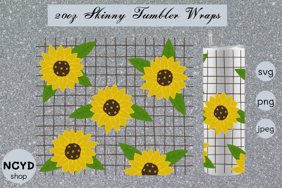 Sunflower Tumbler Wrap Svg, Skiny Tumbler Graphics