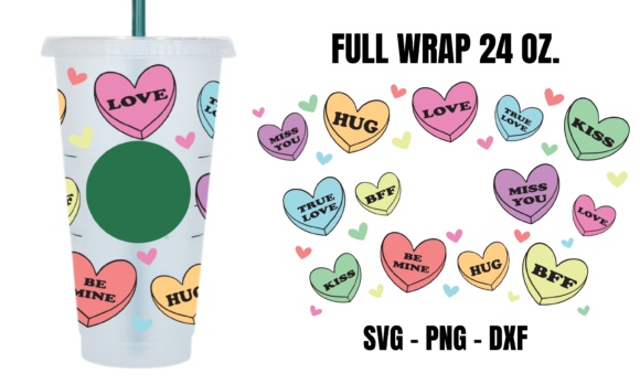 Valentine Candy Starbucks Cup Wrap SVG: Graphics for Crafts