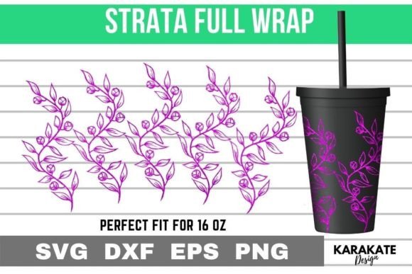 Vine Flower SVG Cup Wrap: Graphics for Crafts & Content