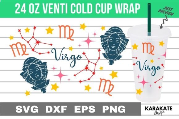 Virgo Zodiac 24 Oz Venti Cup Wrap SVG: Graphics & Crafts